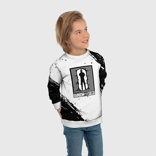 Детский свитшот Rainbow six текстура лого шутер / 3D-Белый – фото 3