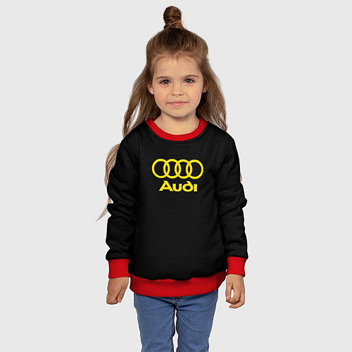 Детский свитшот Audi logo yellow / 3D-Красный – фото 4