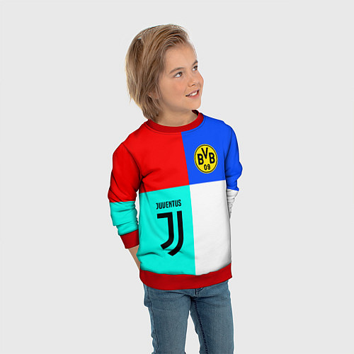 Детский свитшот Juventus x Borussia / 3D-Красный – фото 3