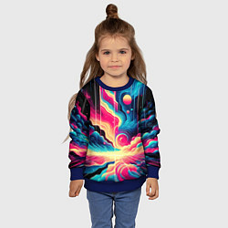 Свитшот детский Neon space fantasy - ai art, цвет: 3D-синий — фото 2