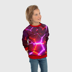 Свитшот детский Красные плиты с фиолетовым свечением, цвет: 3D-красный — фото 2