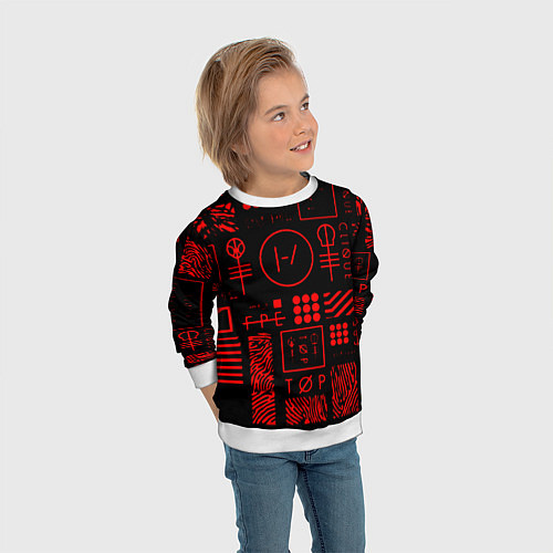 Детский свитшот Twenty one pilots pattern rock / 3D-Белый – фото 3