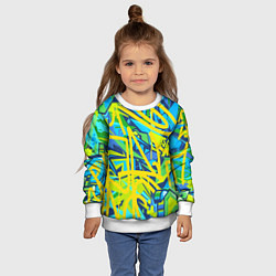 Свитшот детский Желто-зеленое граффити, цвет: 3D-белый — фото 2