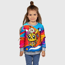 Свитшот детский Пикачу в стиле зомби, цвет: 3D-меланж — фото 2