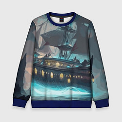 Свитшот детский Мистический корабль, цвет: 3D-синий