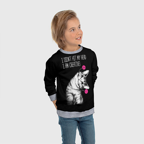 Детский свитшот Я не ударился головой - я креативный / 3D-Меланж – фото 3