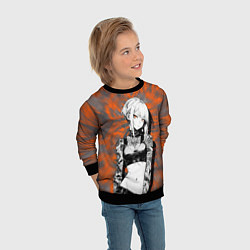 Свитшот детский Татуированная девушка на оранжевом фоне, цвет: 3D-черный — фото 2