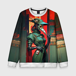 Свитшот детский Винтажная девушка чумной доктор, цвет: 3D-белый