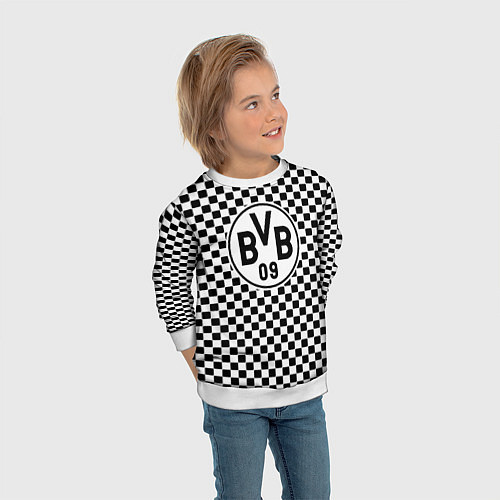 Детский свитшот Borussia клетка текстура / 3D-Белый – фото 3