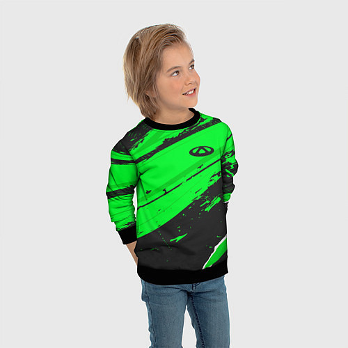 Детский свитшот Chery sport green / 3D-Черный – фото 3