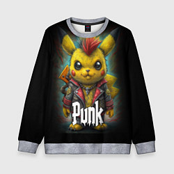 Свитшот детский Панк Пикачу в косухе, цвет: 3D-меланж