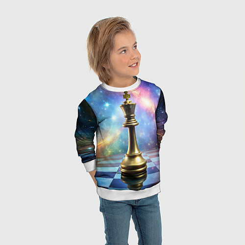 Детский свитшот Золотой король - шахматы / 3D-Белый – фото 3