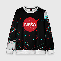 Свитшот детский NASA glitch splash, цвет: 3D-белый