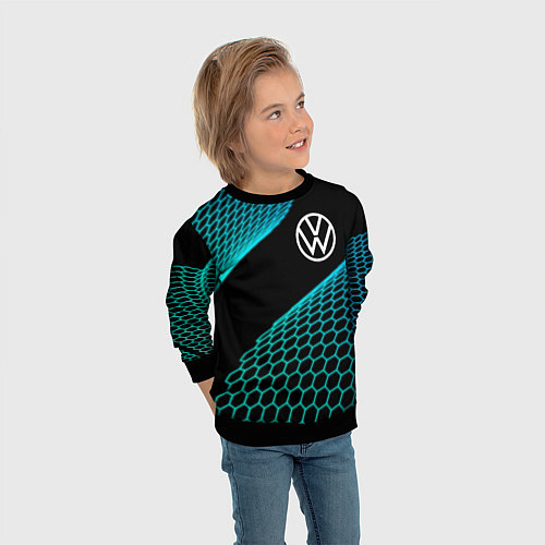 Детский свитшот Volkswagen electro hexagon / 3D-Черный – фото 3