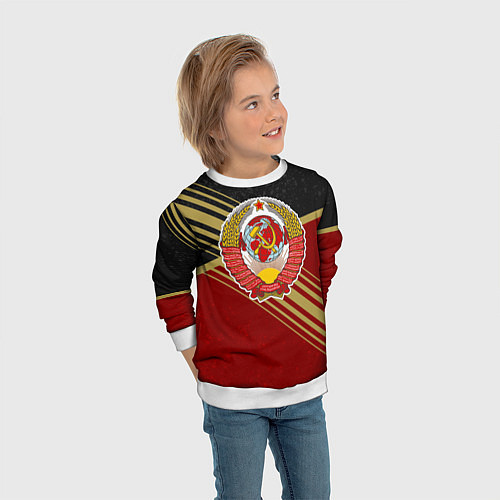 Детский свитшот Советский - Герб СССР / 3D-Белый – фото 3