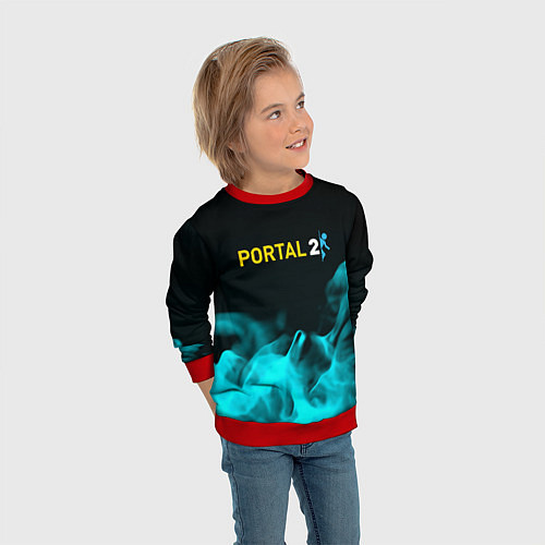 Детский свитшот Portal fire blue / 3D-Красный – фото 3