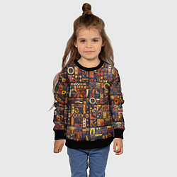 Свитшот детский Африканский орнамент - резьба по дереву, цвет: 3D-черный — фото 2