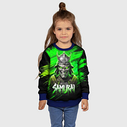 Свитшот детский Самурай яркий зеленый фон, цвет: 3D-синий — фото 2