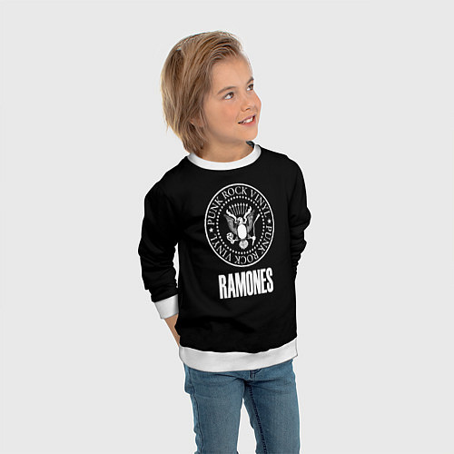 Детский свитшот Ramones rock logo / 3D-Белый – фото 3