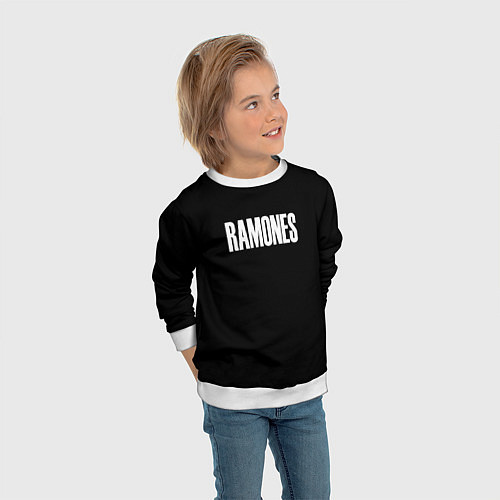 Детский свитшот Ramones white logo / 3D-Белый – фото 3