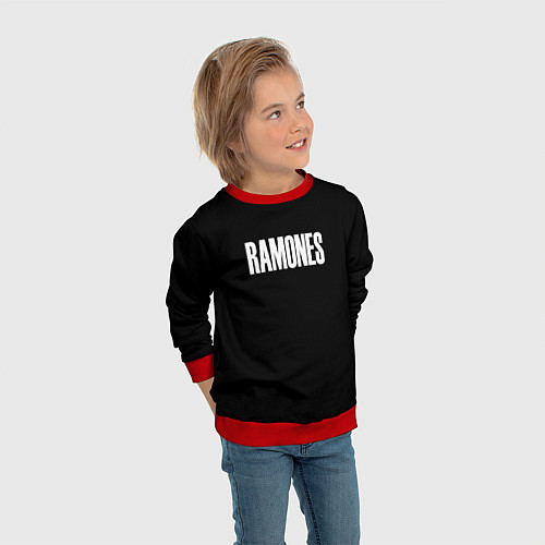 Детский свитшот Ramones white logo / 3D-Красный – фото 3