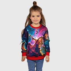 Свитшот детский Космос и сияние звезд, цвет: 3D-красный — фото 2