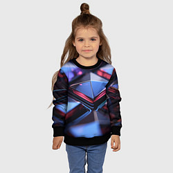 Свитшот детский Абстрактные фиолетовые плиты со свечением, цвет: 3D-черный — фото 2