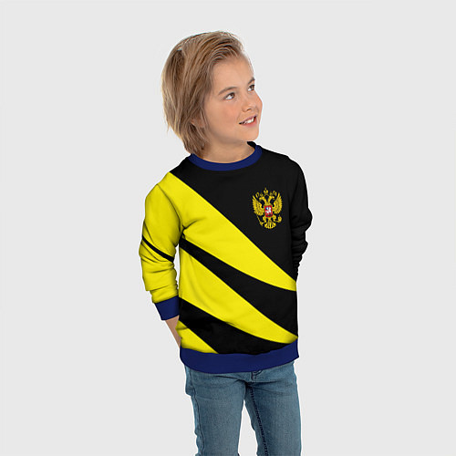 Детский свитшот Россия текстура жёлтый / 3D-Синий – фото 3