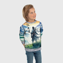 Свитшот детский Ghost of Tsushima - samurai on the background of t, цвет: 3D-меланж — фото 2