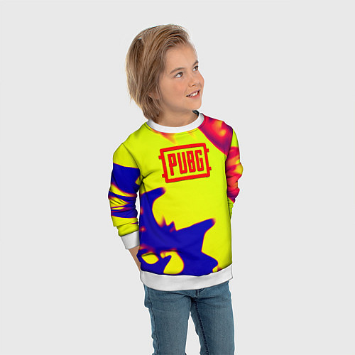 Детский свитшот PUBG neon flame / 3D-Белый – фото 3