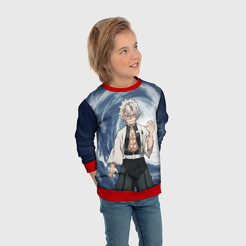 Детский свитшот Столп Ветра Санеми Шинадзугава / 3D-Красный – фото 3