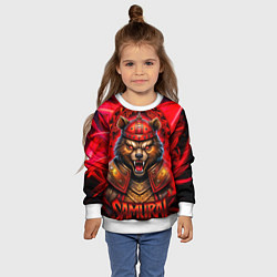 Свитшот детский Агрессивный медведь самурай, цвет: 3D-белый — фото 2