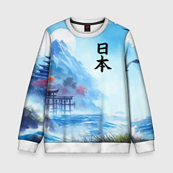 Детский свитшот Японский морской пейзаж - нейроарт