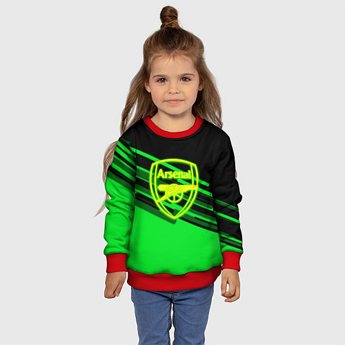 Детский свитшот Arsenal geometry line green / 3D-Красный – фото 4