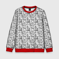 Детский свитшот Черно белый узор с ящерицами - паттерн