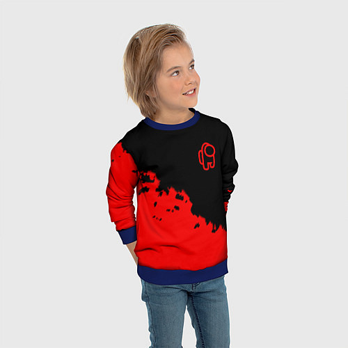 Детский свитшот Among us красные краски / 3D-Синий – фото 3