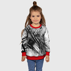 Свитшот детский Серый абстрактный серо-черный шрих, цвет: 3D-красный — фото 2