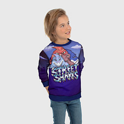 Свитшот детский Street sharks - Городские Уличные Акулы, цвет: 3D-синий — фото 2