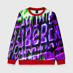 Детский свитшот Фиолетово-зелёная абстракция на чёрном фоне