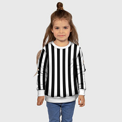 Свитшот детский Вертикальные черно белые полосы, цвет: 3D-белый — фото 2
