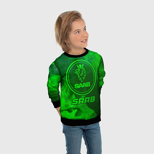Детский свитшот Saab - green gradient / 3D-Черный – фото 3