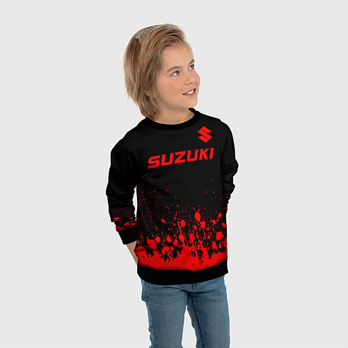 Детский свитшот Suzuki - red gradient посередине / 3D-Черный – фото 3