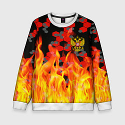 Детский свитшот Герб РФ броня в огне