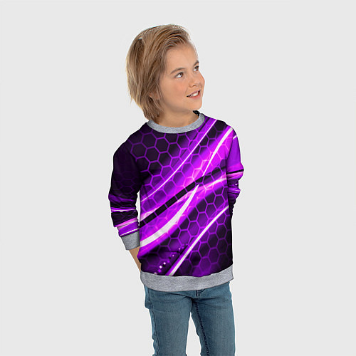 Детский свитшот Неоновая броня текстура / 3D-Меланж – фото 3