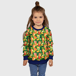 Свитшот детский Летний лимонад паттерны, цвет: 3D-синий — фото 2