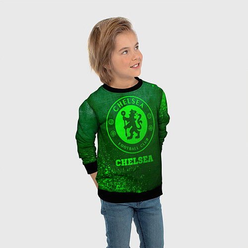 Детский свитшот Chelsea - green gradient / 3D-Черный – фото 3