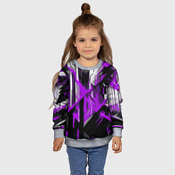 Свитшот детский White and purple abstraction on a black background, цвет: 3D-меланж — фото 2