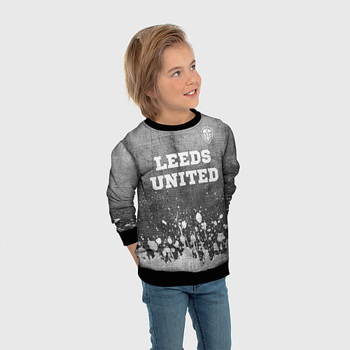 Детский свитшот Leeds United - grey gradient посередине / 3D-Черный – фото 3