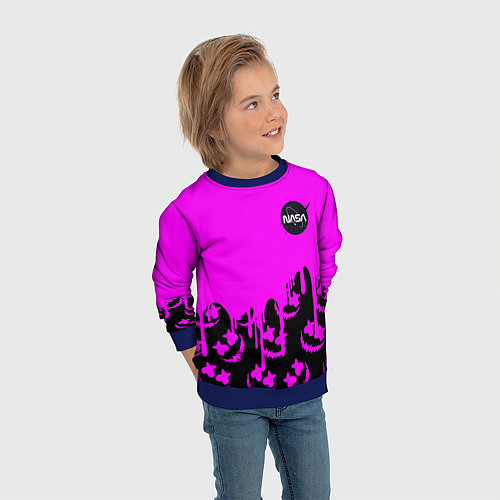 Детский свитшот Marshmello neon nasa / 3D-Синий – фото 3