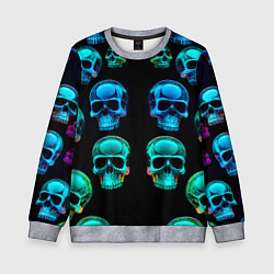 Детский свитшот Neon skulls - ai art pattern